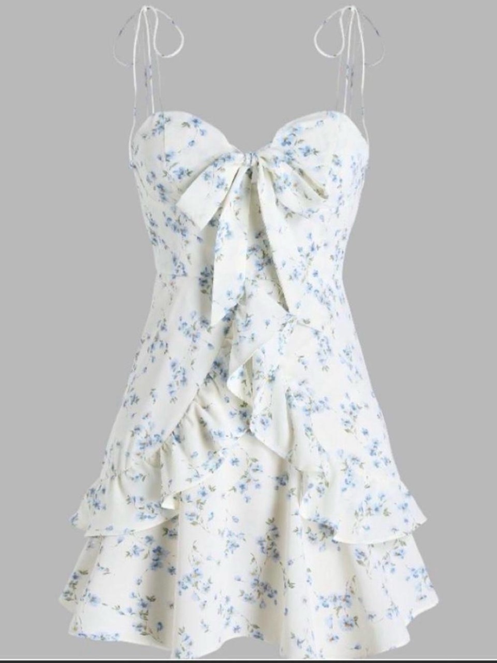 Cider Cream Mini Dress with Blue Floral Print